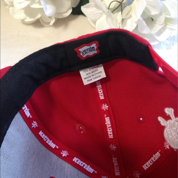 Icecream Red SnapBack Cap w/ White Embroidery - Picture 7 of 9